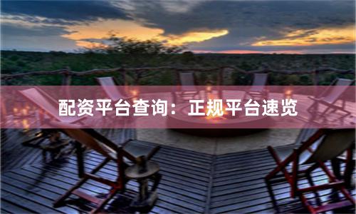 配资平台查询：正规平台速览